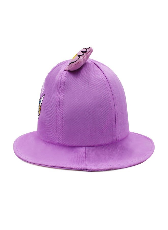 فريتراز قبعة دلو قطنية للأطفال من VRITRAZ مع حزام قابل للتعديل للأولاد والبنات، مقاس 3-10، لون بنفسجي - Image 3